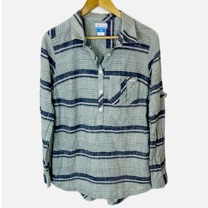 Columbia PFG Cotton roll sleeve tunic blouse L